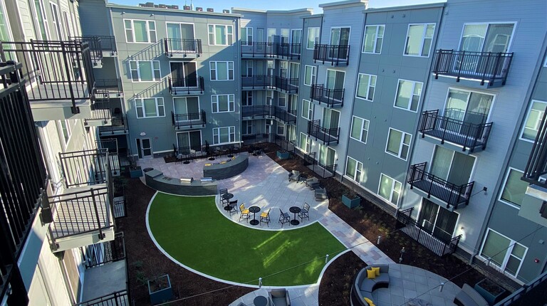 Overhead view of community courtyard