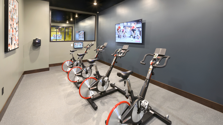 Cycle room within fitness center